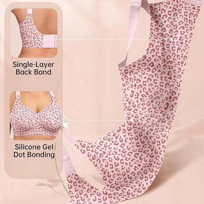 Leopard Print Seamless Jelly Bras No Underwire Push Up Wireless Bra Seamless Lift Bras Full Coverage Brassiere Plus Size,S-4XL
