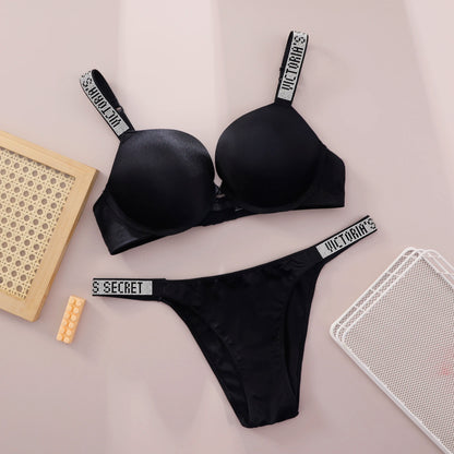 New Push Up Shapewear Adjustable Padded Gathered V Lace Lingerie Set Bra and Brief Women's Sexy Bra and Panty Set Comfortable