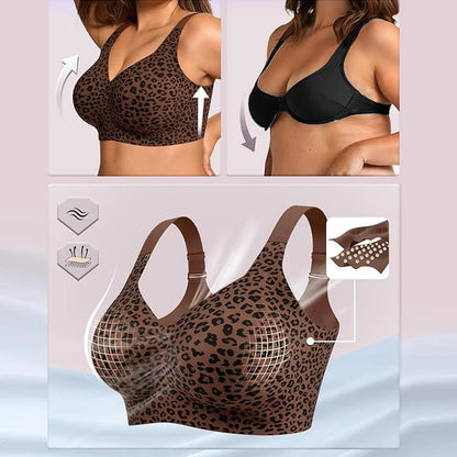 Leopard Print Seamless Jelly Bras No Underwire Push Up Wireless Bra Seamless Lift Bras Full Coverage Brassiere Plus Size,S-4XL