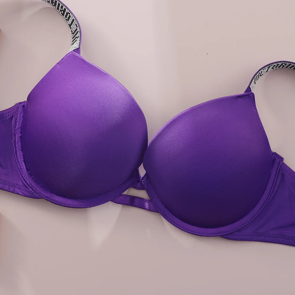 New Push Up Shapewear Adjustable Padded Gathered V Lace Lingerie Set Bra and Brief Women's Sexy Bra and Panty Set Comfortable